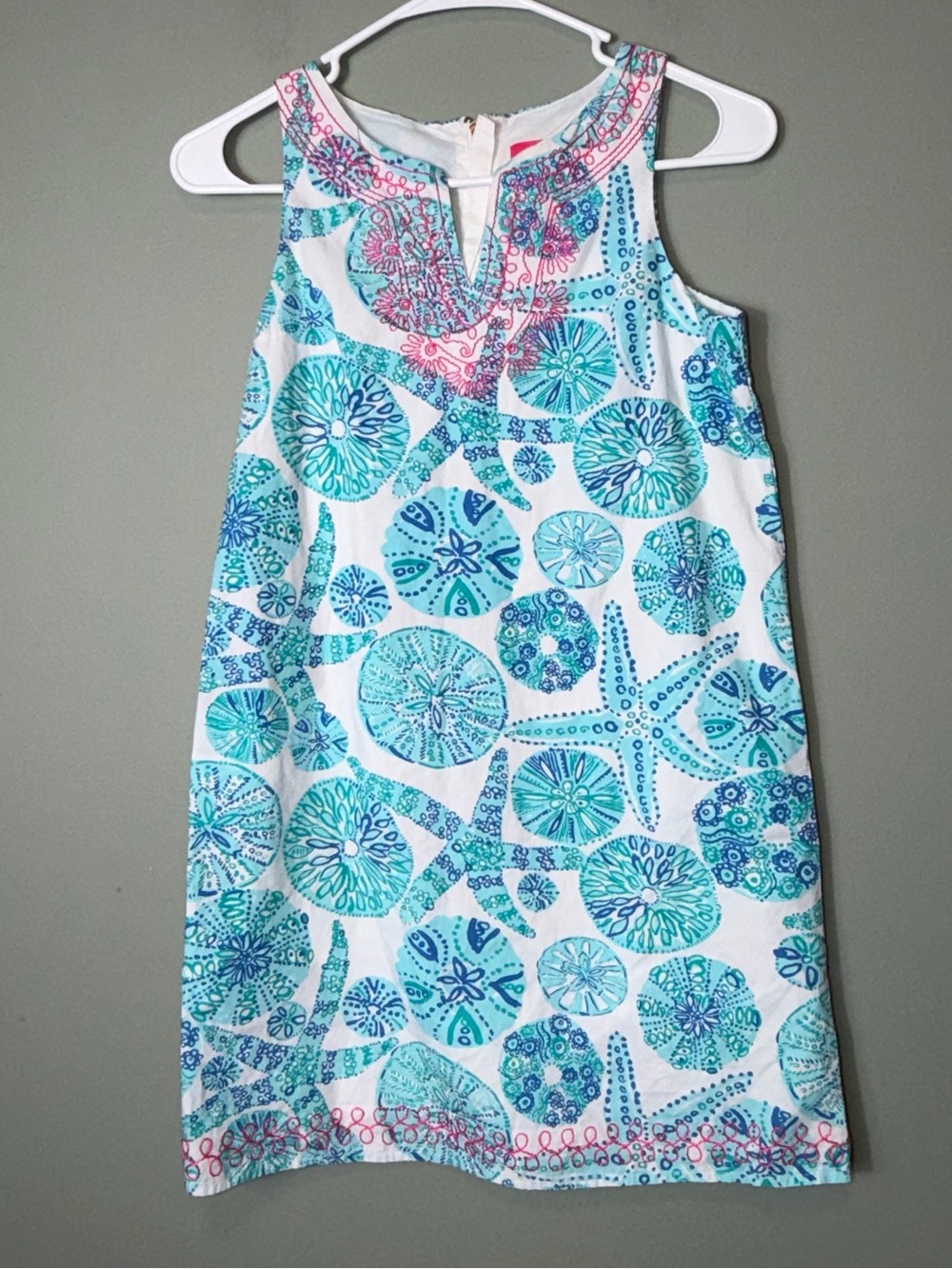 Lilly Pulitzer (Target) Girls White Dress with Turquoise & Pink Trim Large 10/12